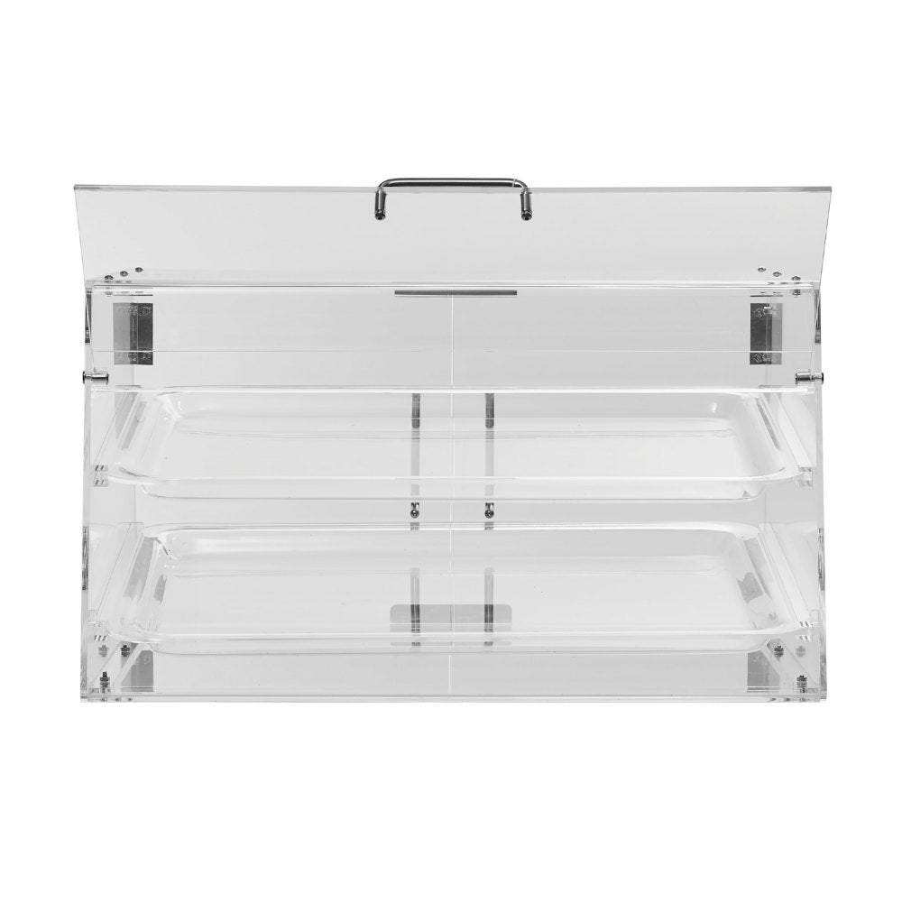 VEVOR Pastry Display Case, 2-Tier Commercial Countertop Bakery Display Case, Acrylic Display Box with Rear Door Access & Removable Shelves, Keep Fresh for Donut Bagels Cake Cookie, 20.7"x13.2"x11.9"