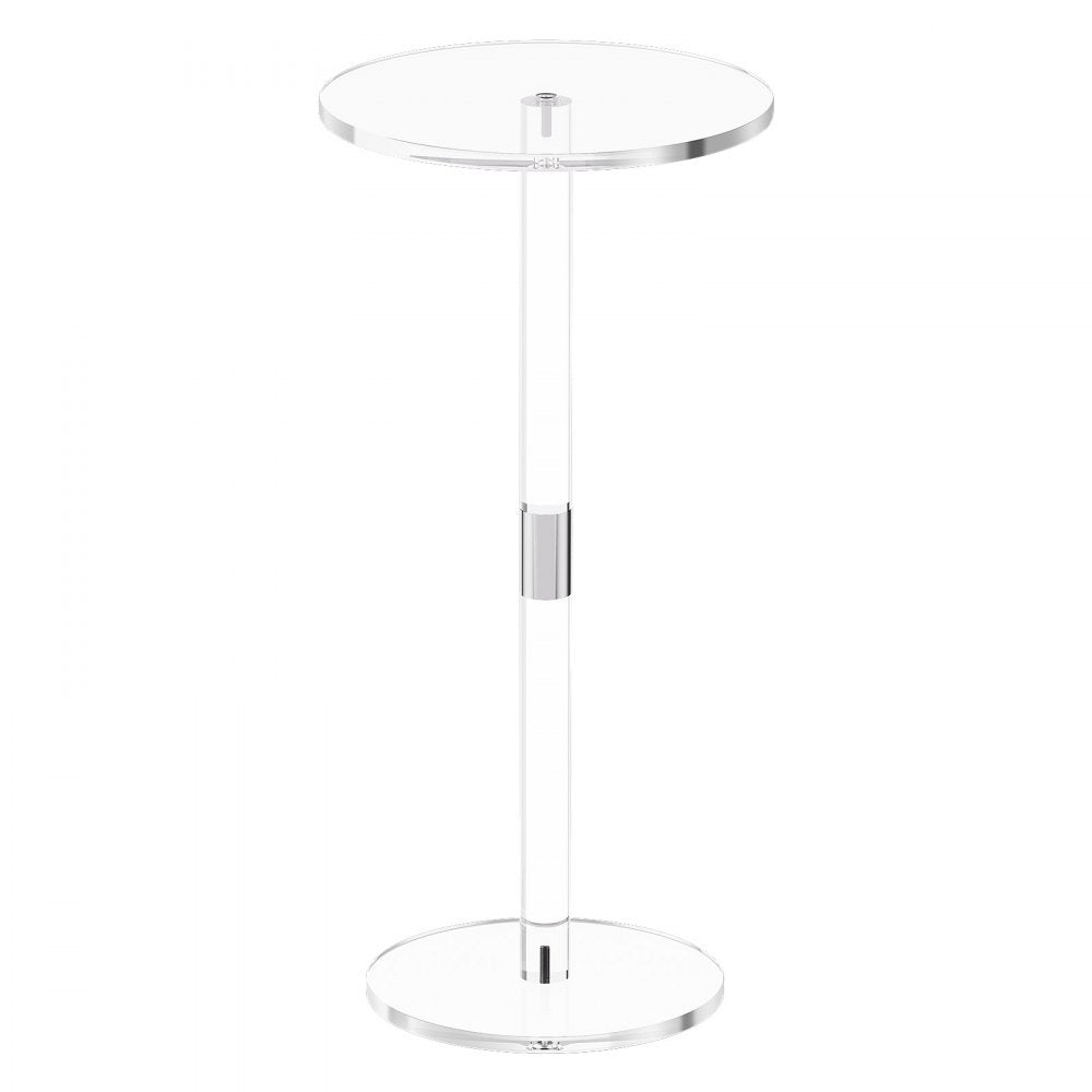 VEVOR Acrylic Drink Table, Clear End Table Round Top with Solid Post, Modern Acrylic Cake Table Stand, Transparent Side Desk for Coffee, Drink, Food, Snack, Easy Assembly, 10 x 10 x 21.3 in (Clear)