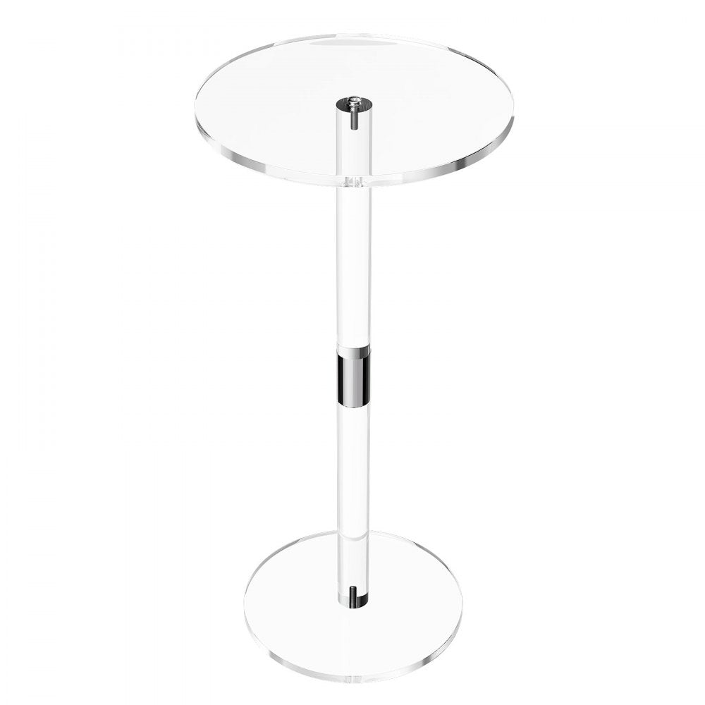 VEVOR Acrylic Drink Table, Clear End Table Round Top with Solid Post, Modern Acrylic Cake Table Stand, Transparent Side Desk for Coffee, Drink, Food, Snack, Easy Assembly, 10 x 10 x 21.3 in (Clear)
