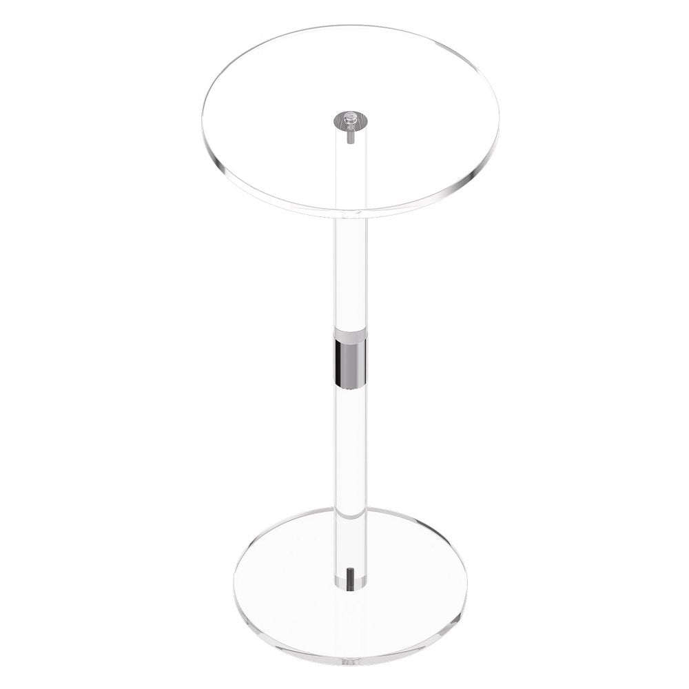 VEVOR Acrylic Drink Table, Clear End Table Round Top with Solid Post, Modern Acrylic Cake Table Stand, Transparent Side Desk for Coffee, Drink, Food, Snack, Easy Assembly, 10 x 10 x 21.3 in (Clear)
