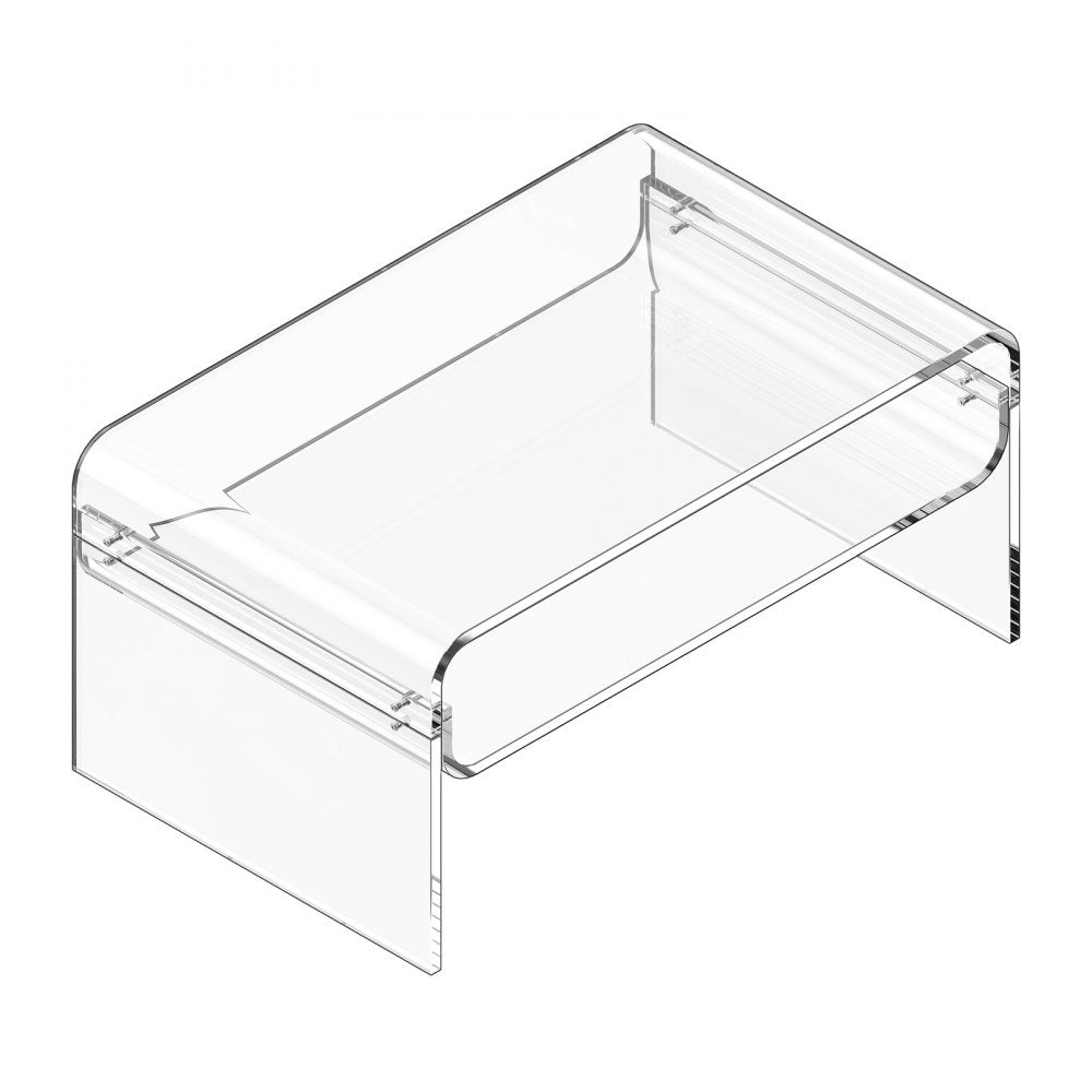 VEVOR Acrylic Coffee Table, 2 Tiers Center Table with Storage Shelf, Modern Rectangle Acrylic Coffee Desk, Ideal for Dining Room, Kitchen Island, Restaurant, Office, 19.7 x 31.5 x 15 in (Clear)