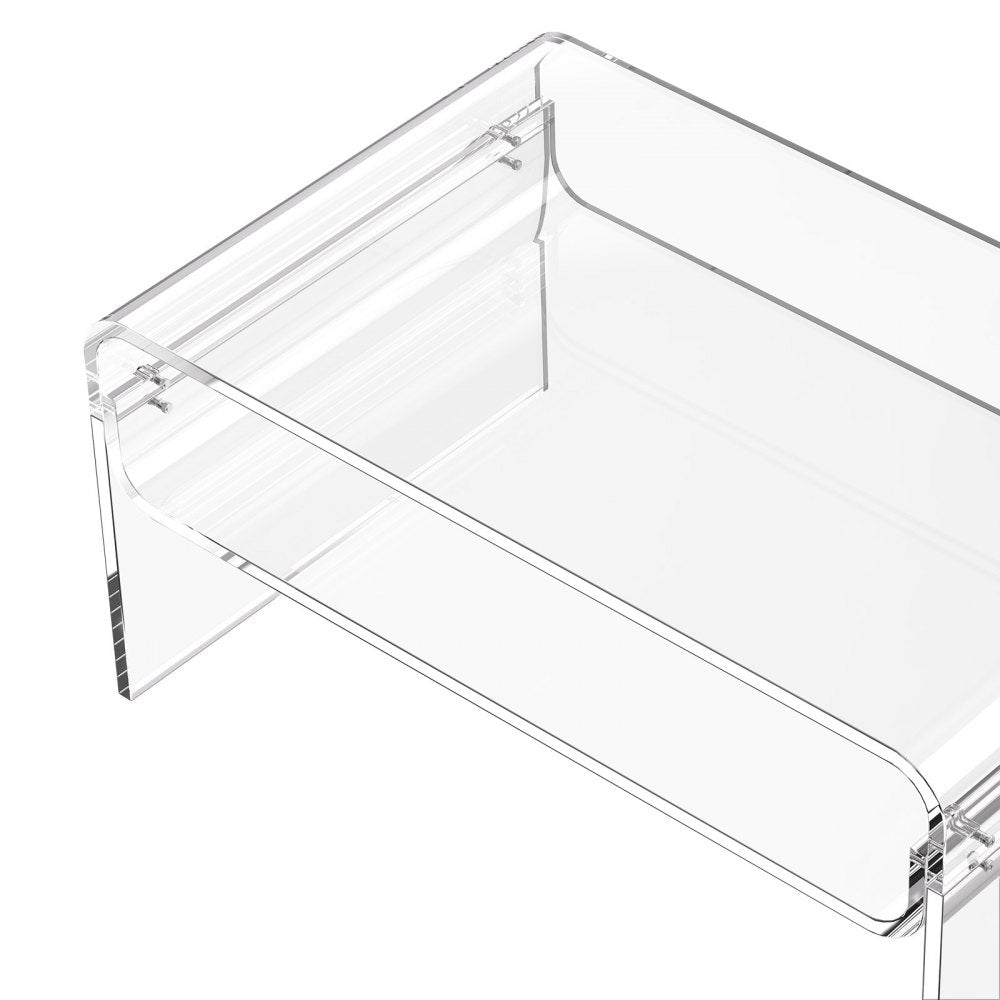 VEVOR Acrylic Coffee Table, 2 Tiers Center Table with Storage Shelf, Modern Rectangle Acrylic Coffee Desk, Ideal for Dining Room, Kitchen Island, Restaurant, Office, 19.7 x 31.5 x 15 in (Clear)