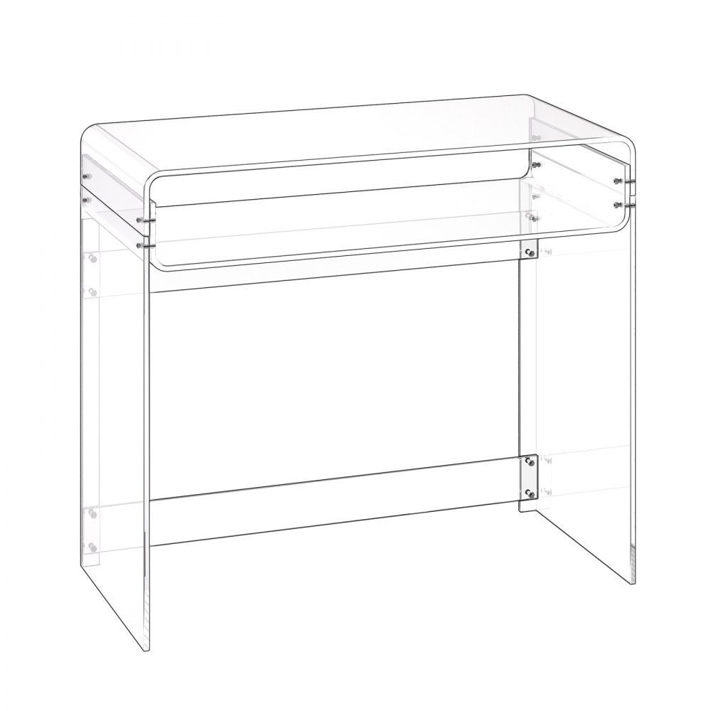 VEVOR Acrylic Table, 2 Tiers Clear End Table with Storage Shelf, Modern Rectangle Acrylic Side Desk, Transparent Thick Desk Nightstand for Bedroom, Office, Living Room, 15.7 x 33.5 x 29.5 in (Clear)