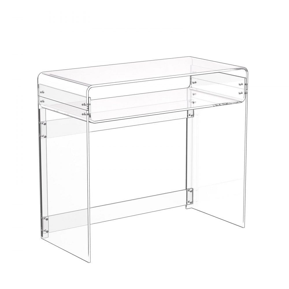 VEVOR Acrylic Table, 2 Tiers Clear End Table with Storage Shelf, Modern Rectangle Acrylic Side Desk, Transparent Thick Desk Nightstand for Bedroom, Office, Living Room, 15.7 x 33.5 x 29.5 in (Clear)