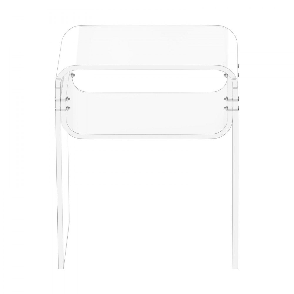 VEVOR Acrylic Side Table, 2 Tiers Clear Bedside Table with Storage Shelf, Modern Rectangle Acrylic End Desk, Transparent Thick Nightstand for Bedroom, Living Room, Study, 11.8 x 15.7 x 19.7 in (Clear)