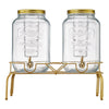 VEVOR Beverage Dispenser, 2 Pack 2 Gallon Drink Dispensers for Parties, Glass Juice Dispenser with Metal Stand, Stainless Steel Spigot, Infuser, Iced Tea Lemonade Juice Water Dispensers for Parties