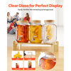 VEVOR Beverage Dispenser, 3 Pack 1 Gallon Drink Dispensers for Parties, Glass Juice Dispenser with Wood Stand, Stainless Steel Spigot, Infuser, Iced Tea Lemonade Juice Water Dispensers for Parties