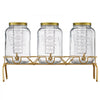 VEVOR Beverage Dispenser, 3 Pack 2 Gallon Drink Dispensers for Parties, Glass Juice Dispenser with Metal Stand, Stainless Steel Spigot, Infuser, Iced Tea Lemonade Juice Water Dispensers for Parties