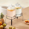 VEVOR Beverage Dispenser, 2 Pack 1.5 Gallon Drink Dispensers for Parties, Glass Juice Dispenser with Metal Stand, Stainless Steel Spigot, Iced Tea Lemonade Juice Water Dispensers for Parties