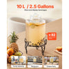 VEVOR Beverage Dispenser, 2.5 Gallon Drink Dispensers for Parties, Glass Juice Dispenser with Metal Stand, Stainless Steel Spigot, Iced Tea Lemonade Juice Water Dispensers for Parties