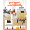 VEVOR Beverage Dispenser, 2.5 Gallon Drink Dispensers for Parties, Glass Juice Dispenser with Metal Stand, Stainless Steel Spigot, Iced Tea Lemonade Juice Water Dispensers for Parties