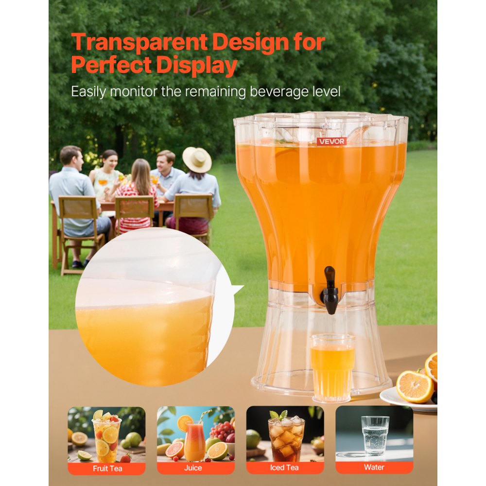 VEVOR Beverage Dispenser, 3.4 Gallon Drink Dispenser for Parties, Plastic Juice Dispensers with No-Drip Spigot, Iced Tea Lemonade Juice Water Dispensers, for Restaurants, Hotels, Parties