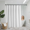 VEVOR White Fabric Shower Curtain, 240 GSM Weighted Waffle Shower Curtains, Polyester Curtain with Rust-Resistant Hooks, Machine Washable & Water Repellent, for Bathroom Showers, Bath Tubs, 72x72 in