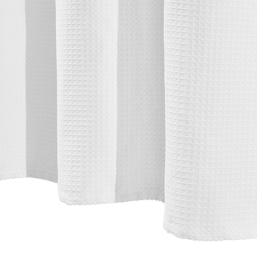 VEVOR White Fabric Shower Curtain, 240 GSM Weighted Waffle Shower Curtains, Polyester Curtain with Rust-Resistant Hooks, Machine Washable & Water Repellent, for Bathroom Showers, Bath Tubs, 72x72 in