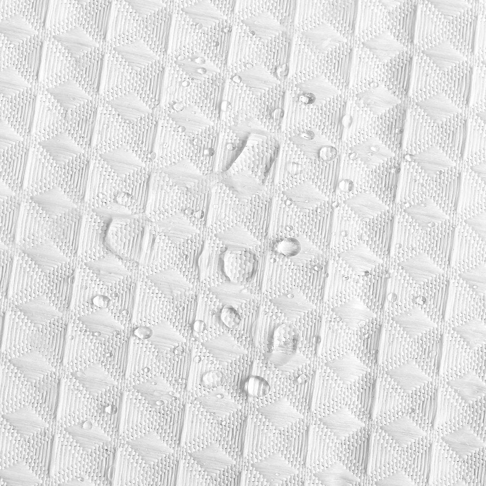 VEVOR White Fabric Shower Curtain, 240 GSM Weighted Waffle Shower Curtains, Polyester Curtain with Rust-Resistant Hooks, Machine Washable & Water Repellent, for Bathroom Showers, Bath Tubs, 72x72 in