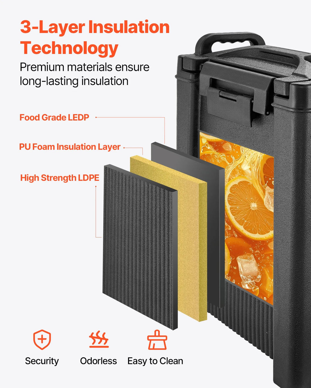 VEVOR Insulated Beverage Dispenser, 5 Gal/19L Hot and Cold Beverage Server with Spigot & Handle, Food-Grade Thermal Drink Dispenser Cooler for Tea Coffee Water in Cafes & Restaurants, 2 Pack, Black