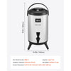 VEVOR Insulated Beverage Dispenser, 2 Gal/7.6L Stainless Steel Thermal Drink Server with Spigot & Temp Display, Suitable for Hot and Cold Drinks, for Tea Coffee Water in Cafes & Restaurants, Silver