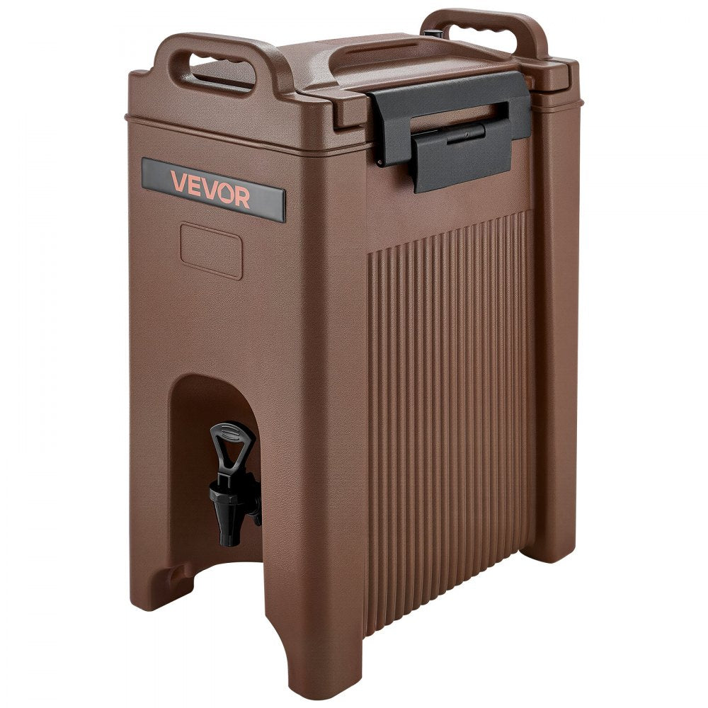 VEVOR Insulated Beverage Dispenser, 5 Gal/19L Hot and Cold Beverage Server with Spigot & Handle, Food-Grade Thermal Drink Dispenser Cooler for Tea Coffee Water in Cafes & Restaurants, Brown