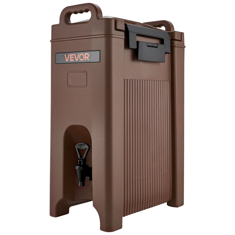 VEVOR Insulated Beverage Dispenser, 5 Gal/19L Hot and Cold Beverage Server with Spigot & Handle, Food-Grade Thermal Drink Dispenser Cooler for Tea Coffee Water in Cafes & Restaurants, Brown