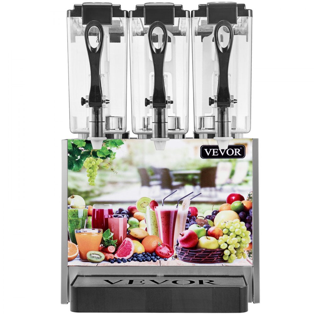VEVOR 110V Commercial Beverage Dispenser Cold and Hot,3 Tanks 36L Fruit Juice Dispensers,12L Per Tank Stainless Steel Ice Tea Drink Dispenser Equipped with Thermostat Controller