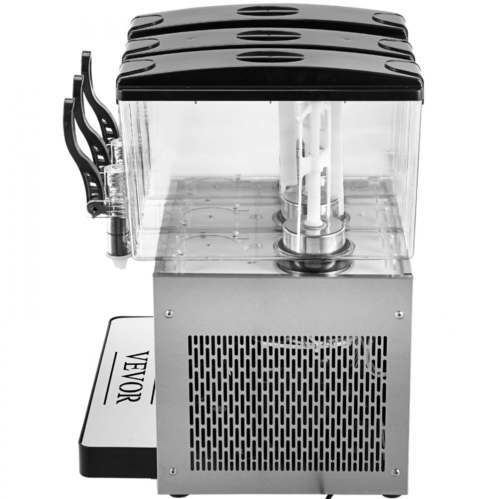 VEVOR 110V Commercial Beverage Dispenser Cold and Hot,3 Tanks 36L Fruit Juice Dispensers,12L Per Tank Stainless Steel Ice Tea Drink Dispenser Equipped with Thermostat Controller