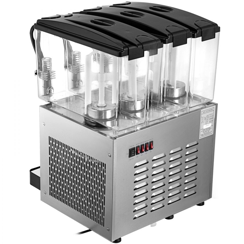 VEVOR 110V Commercial Beverage Dispenser Cold and Hot,3 Tanks 36L Fruit Juice Dispensers,12L Per Tank Stainless Steel Ice Tea Drink Dispenser Equipped with Thermostat Controller