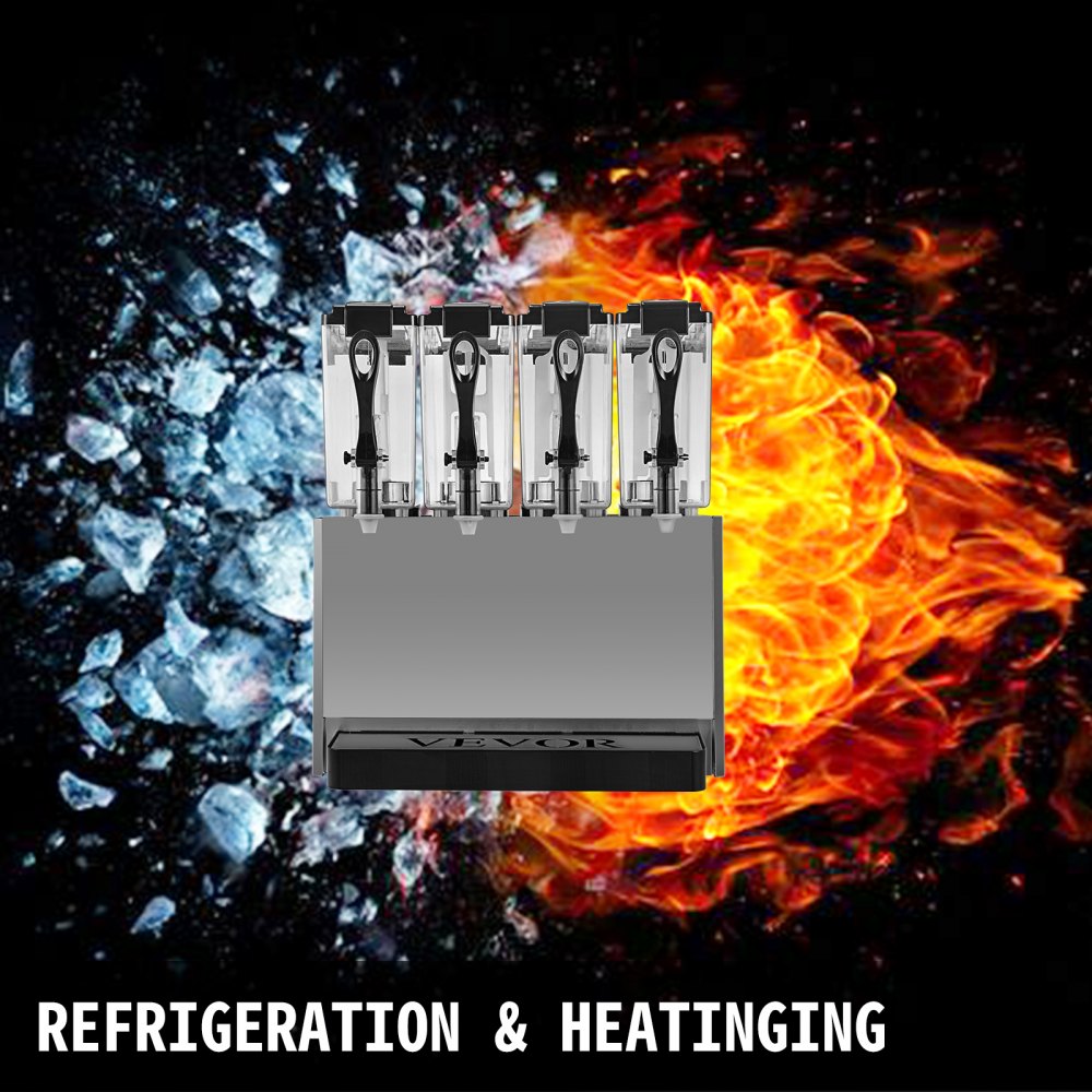 VEVOR 110V Commercial Beverage Dispenser Cold and Hot,3 Tanks 36L Fruit Juice Dispensers,12L Per Tank Stainless Steel Ice Tea Drink Dispenser Equipped with Thermostat Controller