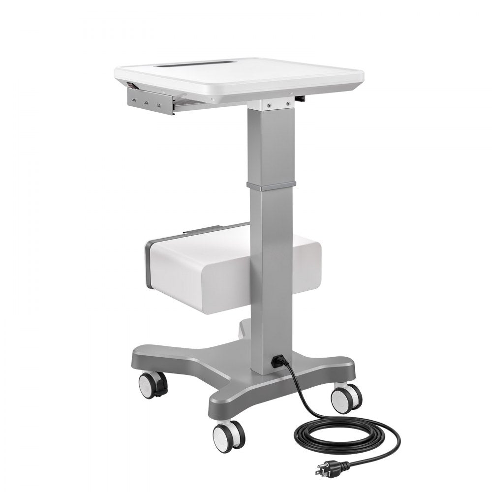VEVOR Medical Cart 66.14 lbs Max Load Electric Lift Medical Trolley Cart, for Clinic, Hospital, Laboratory, Stable Support, Adjustable Height, Silent Rolling Trolley with 360° Swivel Lockable Wheels