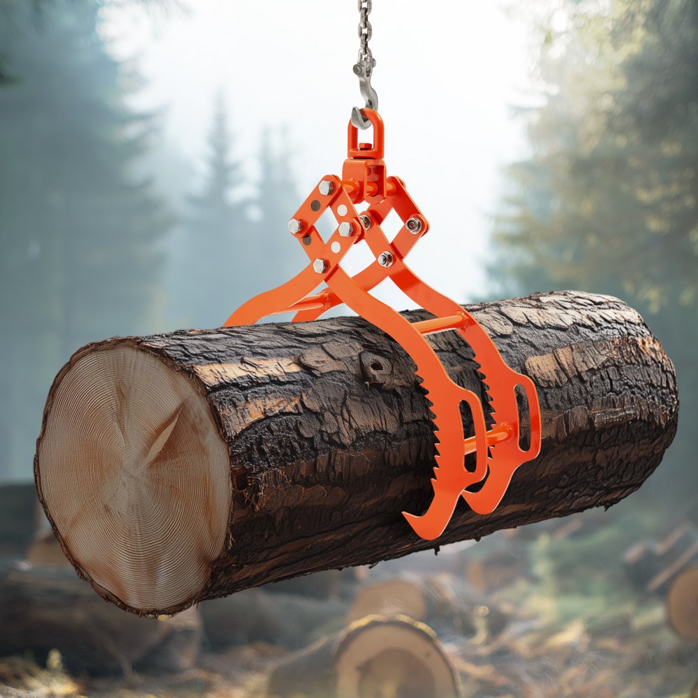 VEVOR 36in Log Lifting Tongs, 4-Claw Log Tongs, Heavy Duty Steel Log Grapple, 3300LBS Lifting Capacity, Swivel Log Graper Timber, Eagle Claw Design, Log Skidding Tongs for Trucks, Tractors, Forklifts