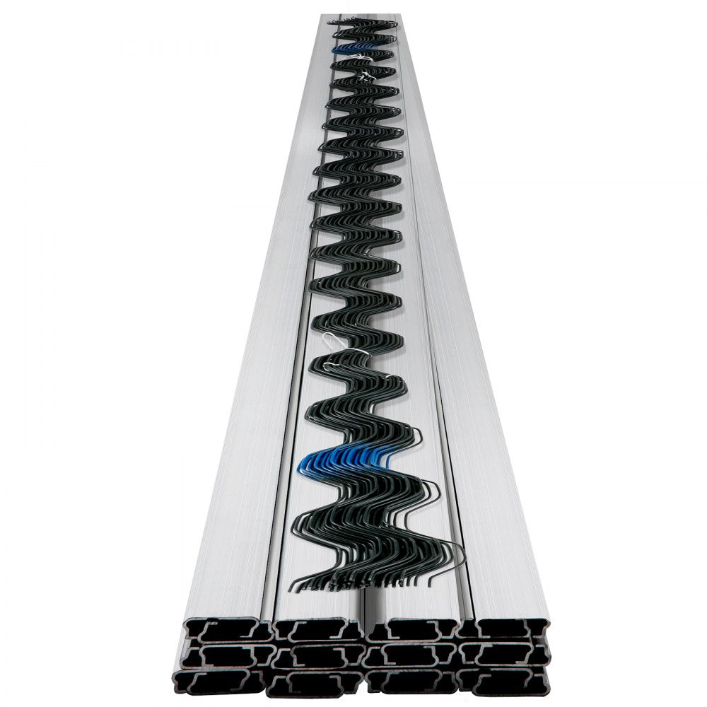 VEVOR Spring Wire and Lock Channel,6.56ft Spring Lock & U-Channel Bundle for Greenhouse, 20 Packs PE Coated Spring Wire & Aluminum Alloy Channel, Plastic Poly Film or Shade Cloth Attachment with Screw
