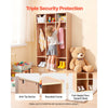 VEVOR 3-Section Kids Coat Locker, Wooden Toddler Cubby Storage Organizer with 6 Hooks & Non-Slip Mat, Modern Kid Coat Cubbies with 6 Small Open Storage Boxes for Home, Kindergarten, Daycare, Natural