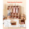VEVOR 4-Section Kids Coat Locker, Wooden Toddler Cubby Storage Organizer with 8 Hooks & Non-Slip Mat, Modern Kid Coat Cubbies with 4 Small Open Storage Boxes for Home, Kindergarten, Daycare, Natural