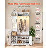 VEVOR Hall Tree with Bench and Shoe Storage, 39" Wide, Entryway Hall Tree with Bench, Hanging Hooks, Storage Shelves, Adjustable Shoe Shelves, LED Light, Wooden, for Mudroom, Entryway, Hallway, White