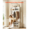VEVOR Hall Tree with Bench and Shoe Storage, 42" Wide, Entryway Hall Tree with Bench, Hanging Hooks, Storage Shelves, Adjustable Shoe Shelves, Wooden Furniture for Mudroom, Entryway, Hallway, White