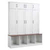 VEVOR Hall Tree with Bench and Shoe Storage, 59" Wide, 4-in-1 Entryway Hall Tree with Bench, Hanging Hooks, Storage Cabinet, and Shoe Cabinet, Wooden Furniture for Mudroom, Entryway, Hallway, White