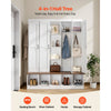 VEVOR Hall Tree with Bench and Shoe Storage, 63" Wide, 4-in-1 Entryway Hall Tree with Bench, Hanging Hooks, Storage Cabinet, and Shoe Cabinet, Wooden Furniture for Mudroom, Entryway, Hallway, White