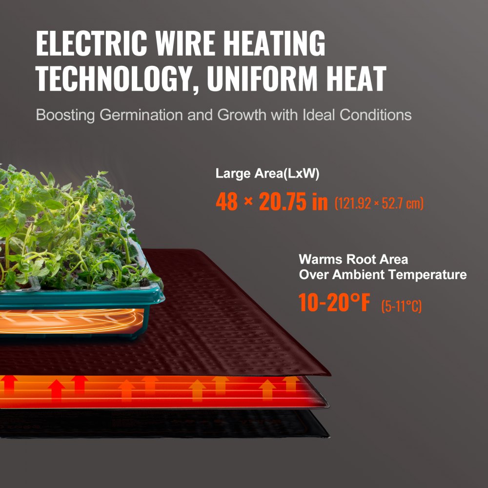 VEVOR 48"x 20.75" Seedling Heat Mat w/ Digital Thermostat Combo Set,MET-Listed Heating Pad for Seed Starting, Waterproof Seed Mats for Germination, Indoor Gardening, Hydroponic, Greenhouse, 1 Pack
