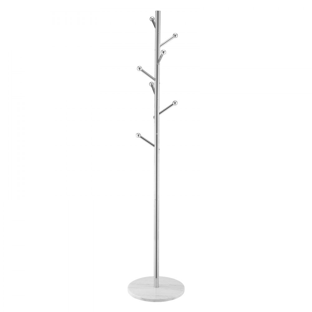 VEVOR Coat Rack, Freestanding Coats Rack Stand with Stable Marble Base & 8 Hooks, Free Standing Hall Coat Tree for Entryway, Bedroom, Office, Living Room, Modern Clothes Hanger for Coats, Hats, Bags
