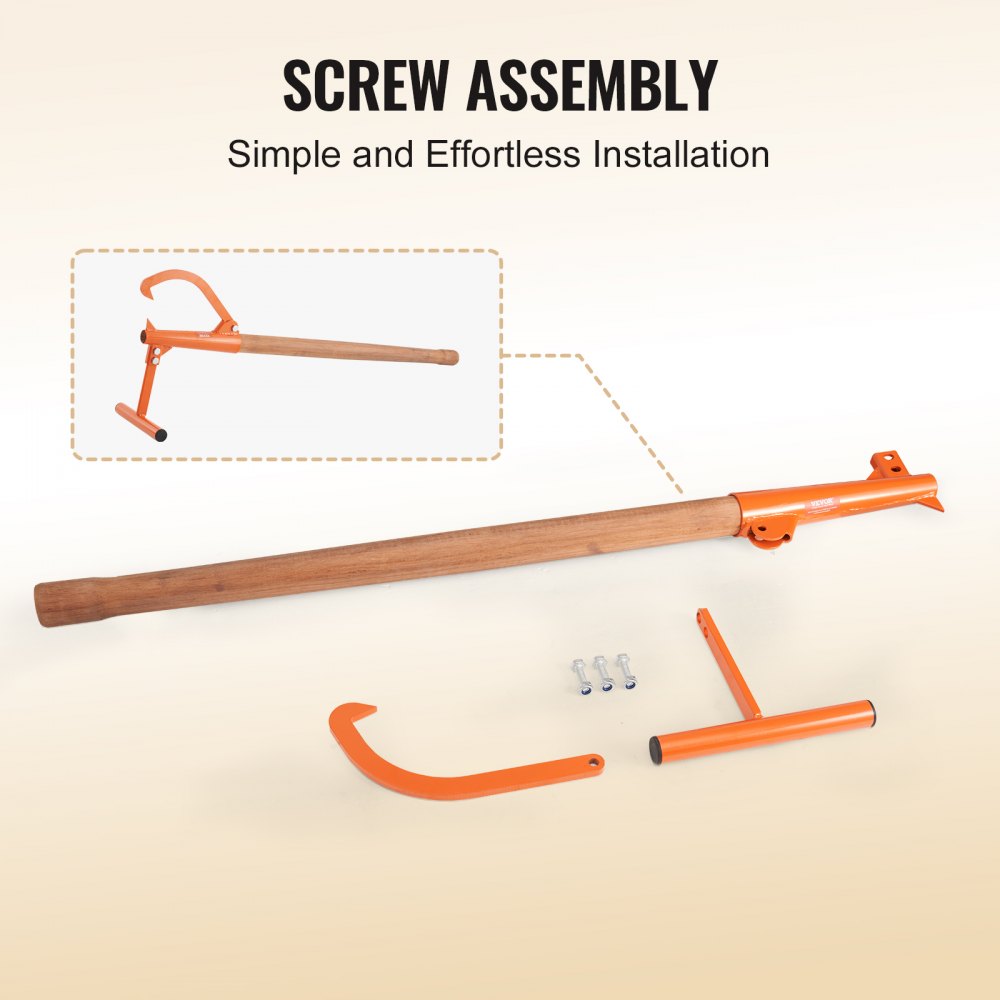VEVOR Timberjack, 46.5 in, Heavy Duty Log Lifter with Wooden Handle, Log Roller with Adjustable Cant Hook, Logging Tools Log Jack for Logs Ups to 15" Dia, Timber Jack for Rolling Cutting Lifting Logs