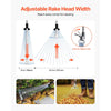 VEVOR Leaf Rake, 15 Metal Tines, Adjustable Garden Rake for Lawns with 7.5-22.4 Inch Wide Head & 32-63 Inch Long Handle, Heavy Duty Stainless Steel Small Leaves Tool for Gardening Camping Yard Grass