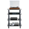 VEVOR 4-Tier AV Media Stand, Audio/Video Stand with Strengthened Tempered Glass Shevles for DVD/Cable Boxes/Games Consoles, Media Storage Cabinet for Gaming/Recording Room
