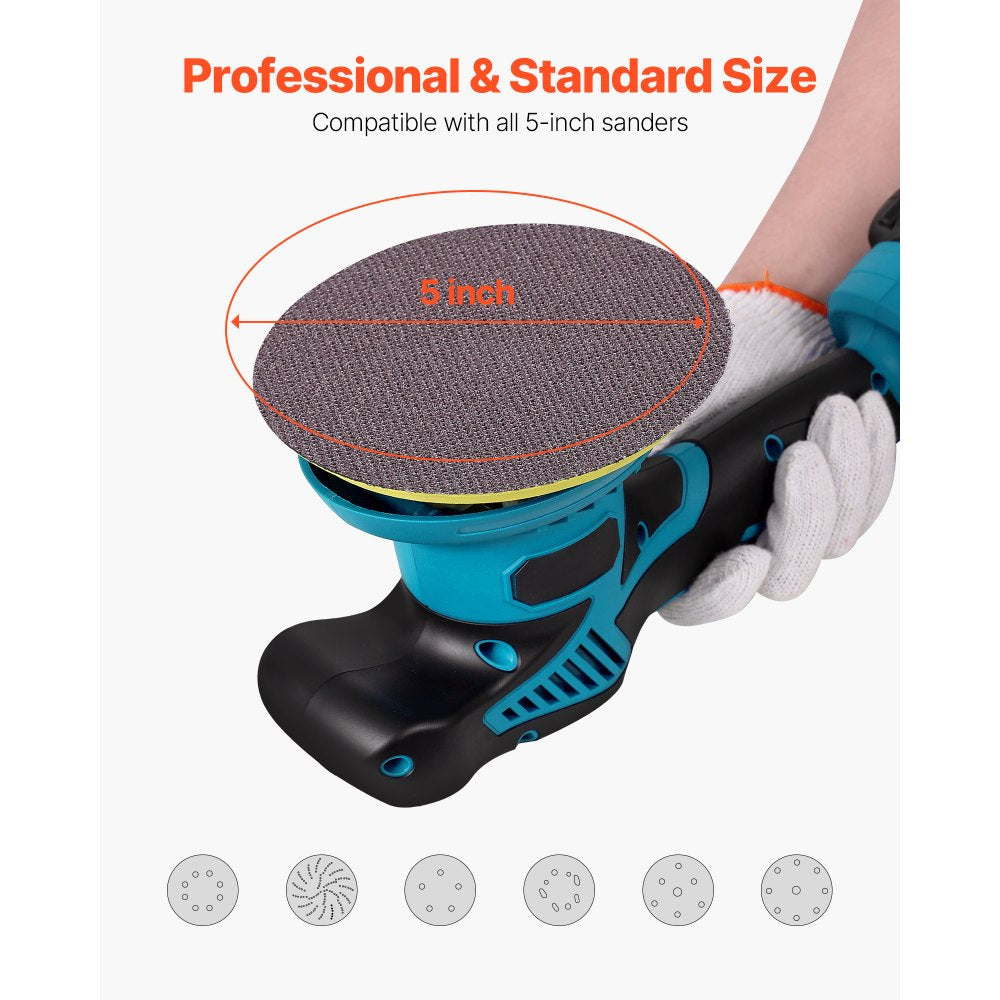 VEVOR 5-inch Mesh Abrasive Sanding Discs, 50PCS 120 Grit Anti-Clogging Ceramic Sandpapers Dust Free, Hook-and-Loop Sanding Discs for Metal Wood Plaster Sanding, Car Body Repair, Paint Removal