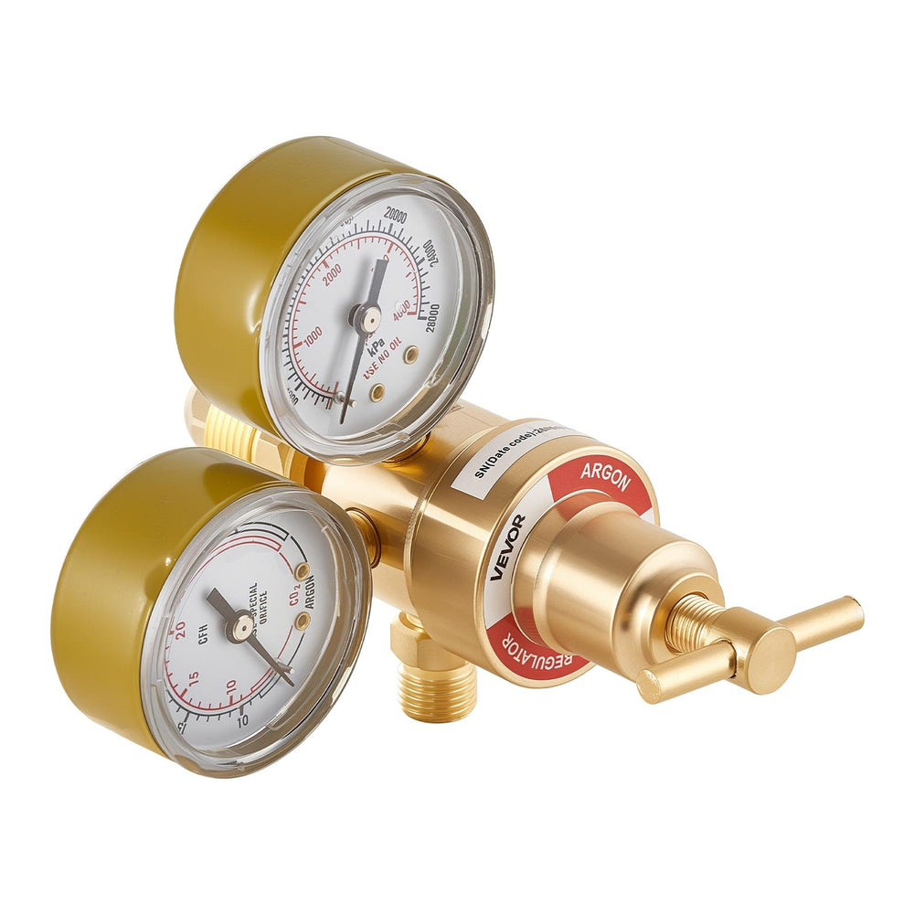 VEVOR Argon Regulator Gauge, Argon CO2 Regulator Welding Gas Gauges for TIG/MIG Welding - with 8.2FT Rubber Hoses, 0-60 SCFH, 0-4000 PSI Inlet Pressure, CGA580 Inlet Connection