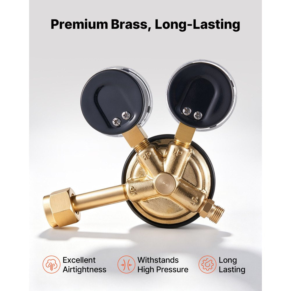 VEVOR Oxygen Acetylene Regulator Set, Oxy-Acetylene Regulators, 0-4000PSI and 0-400PSI Welding Gas Gauges with CGA-540/CGA-510 Inlet Connection & 9/16"-18 Outlet Connection, PC Knob Adjustment