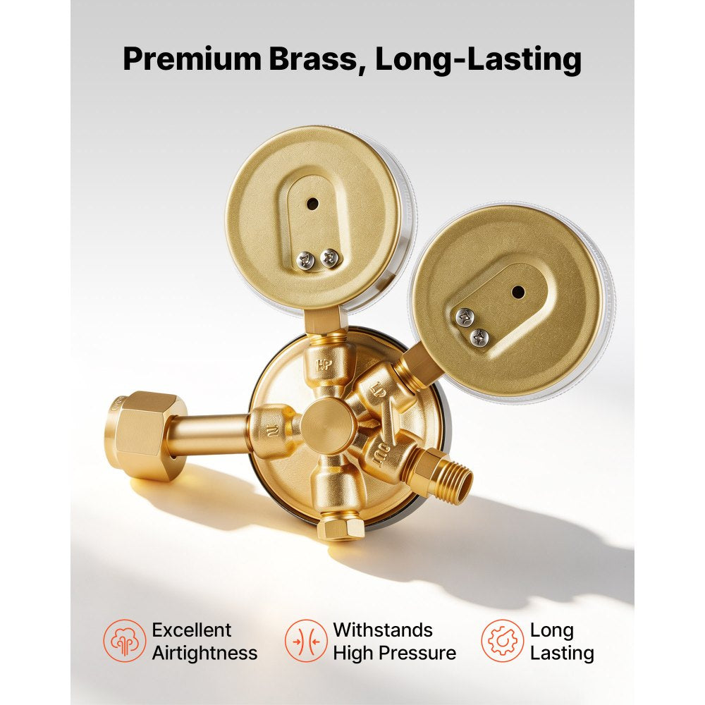 VEVOR Oxygen Acetylene Regulator Set, Oxy-Acetylene Regulators, 0-4000PSI and 0-400PSI Welding Gas Gauges with CGA-540/CGA-510 Inlet Connection & 9/16"-18 Outlet Connection, T-Handle Adjustment