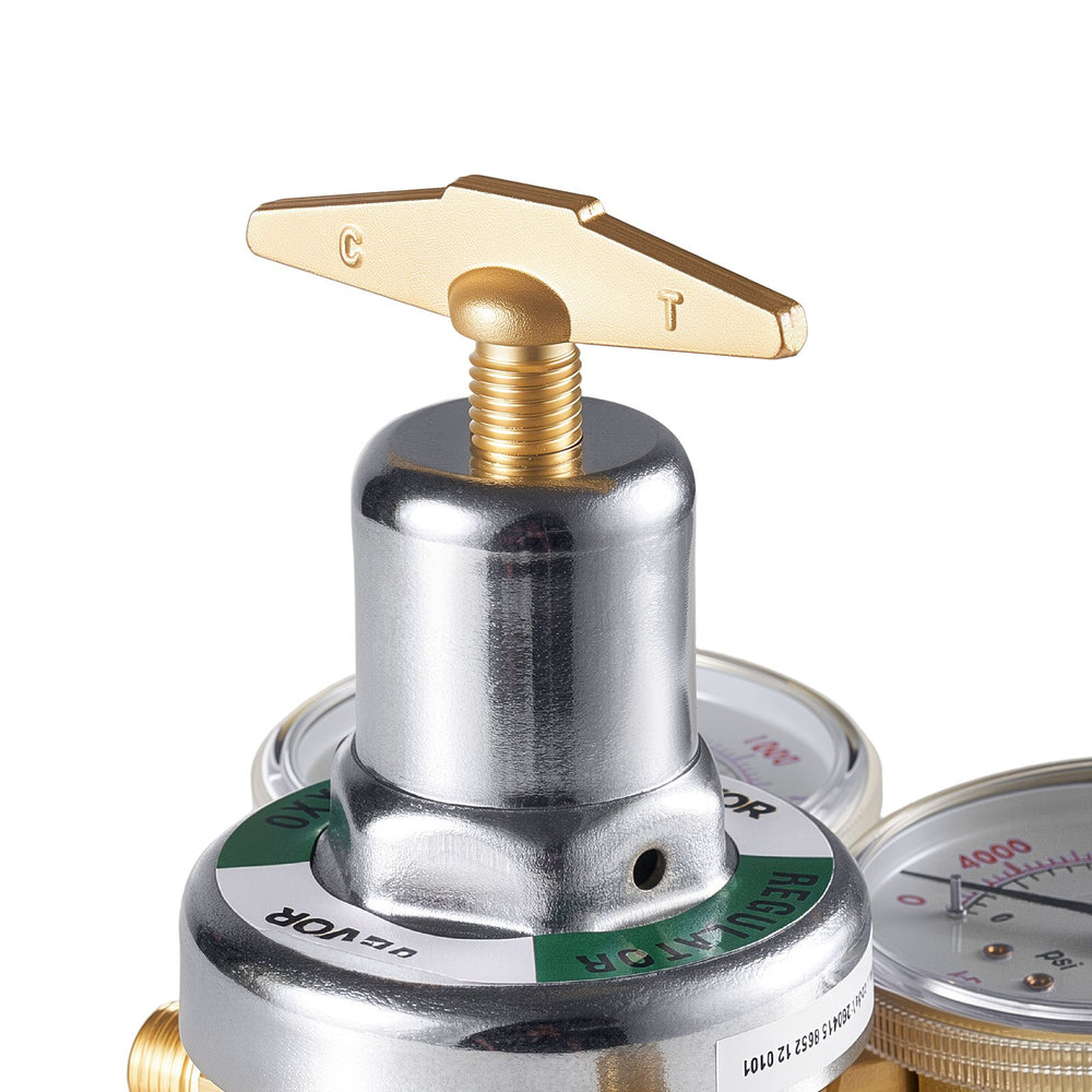 VEVOR Oxygen Acetylene Regulator Set, Oxy-Acetylene Regulators, 0-4000PSI and 0-400PSI Welding Gas Gauges with CGA-540/CGA-510 Inlet Connection & 9/16"-18 Outlet Connection, T-Handle Adjustment