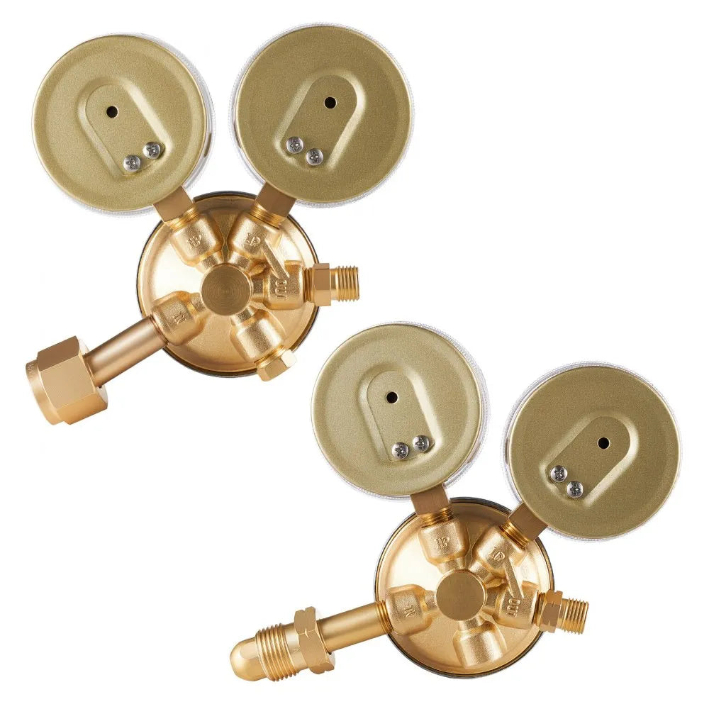 VEVOR Oxygen Acetylene Regulator Set, Oxy-Acetylene Regulators, 0-4000PSI and 0-500PSI Welding Gas Gauges with CGA-540/CGA-510 Inlet Connection & 9/16"-18 Outlet Connection, PC Knob Adjustment