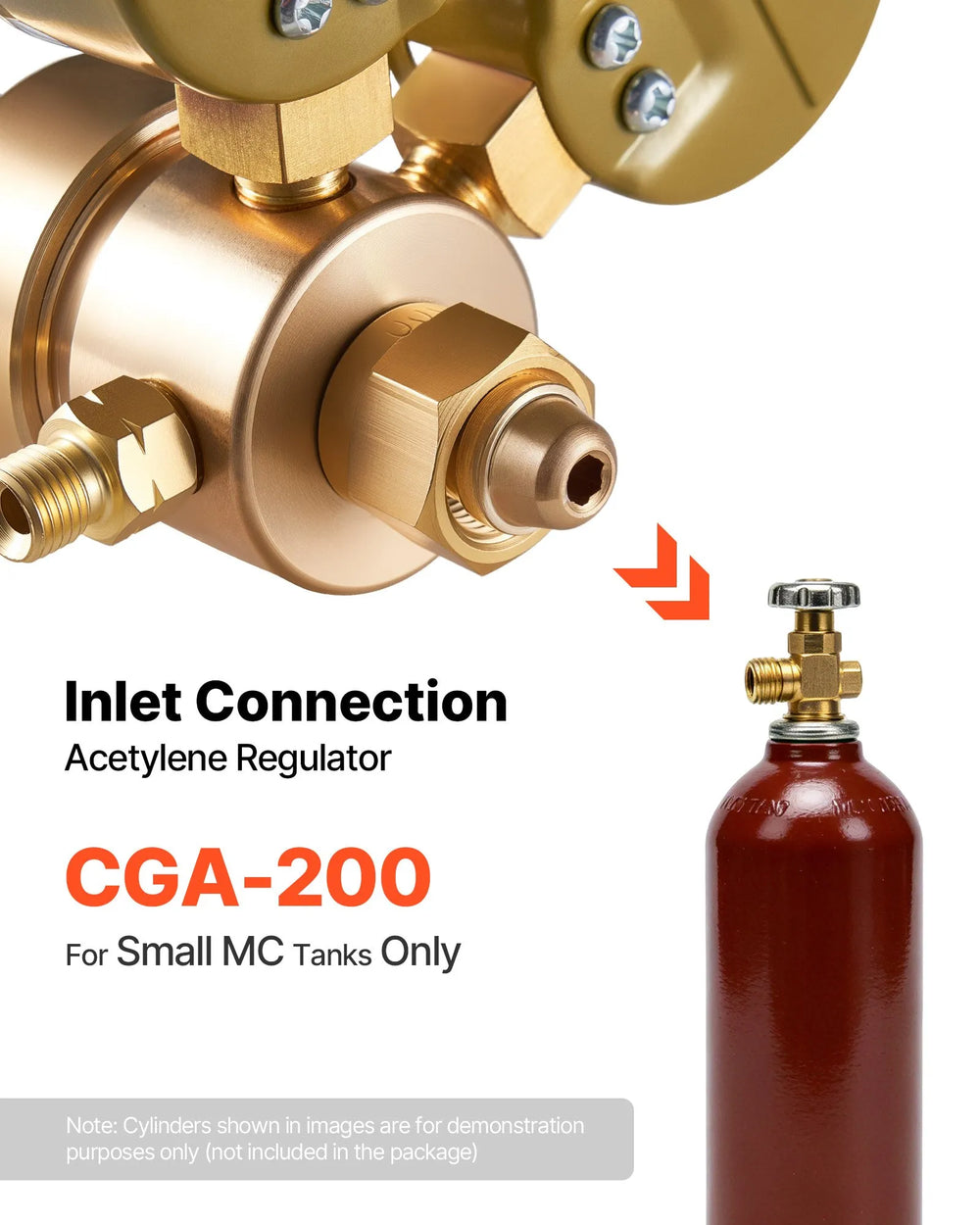 VEVOR Acetylene Regulator, Precise Acetylene Regulator, 0-400PSI Welding Gas Gauge with CGA-200 Inlet Connection & 9/16"-18 LH Outlet Connection, T-Handle Adjustment