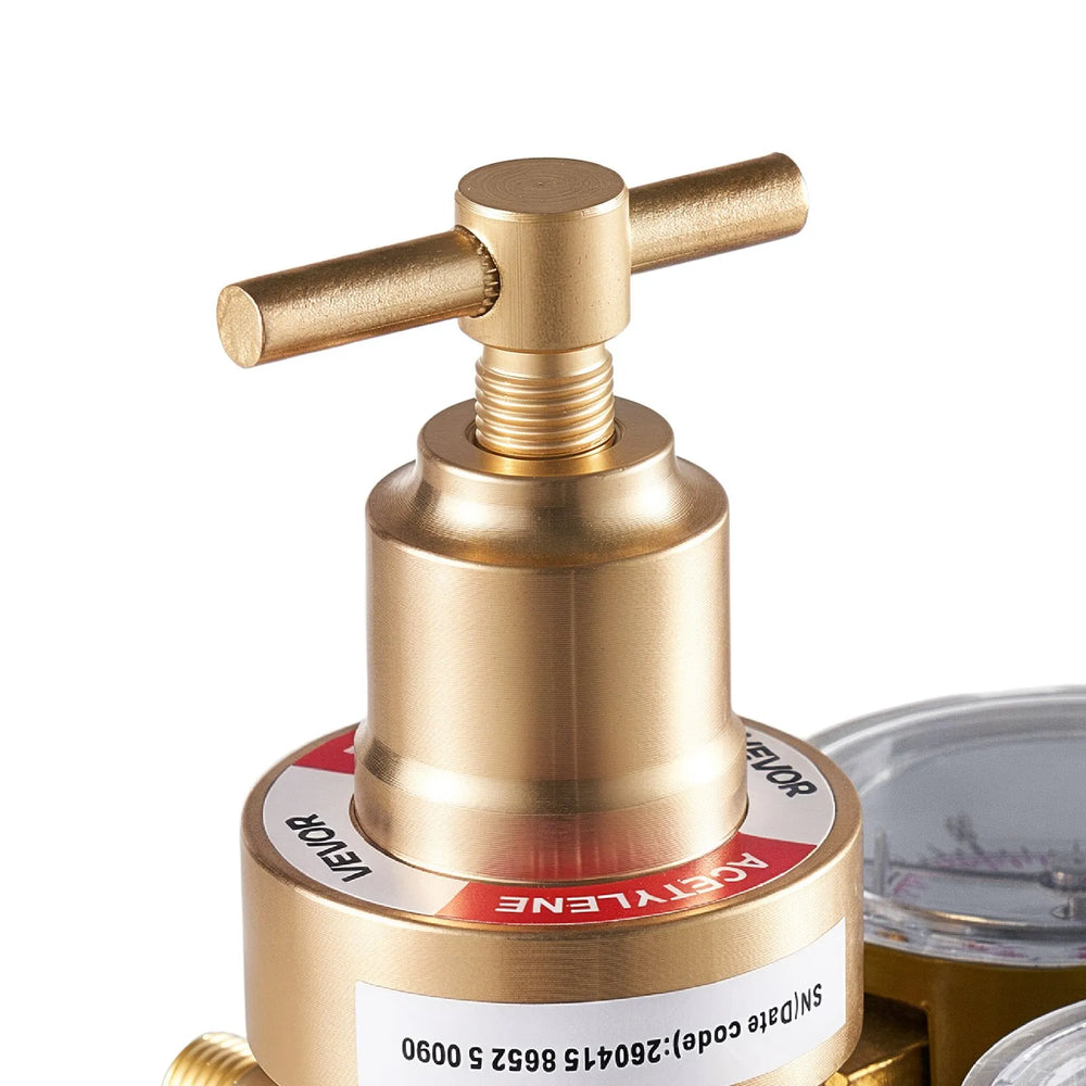 VEVOR Acetylene Regulator, Precise Acetylene Regulator, 0-400PSI Welding Gas Gauge with CGA-200 Inlet Connection & 9/16"-18 LH Outlet Connection, T-Handle Adjustment