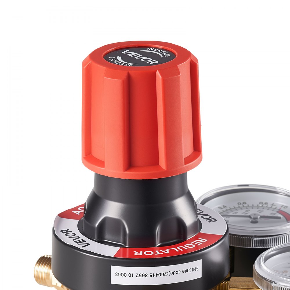 VEVOR Acetylene Regulator, Precise Acetylene Regulator, 0-500PSI Welding Gas Gauge with CGA-510 Inlet Connection & 9/16"-18 LH Outlet Connection, PC Knob Adjustment
